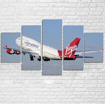 Virgin Atlantic Boeing 747 Printed Multiple Canvas Poster