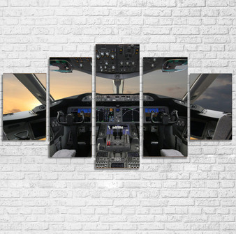 Boeing 787 Cockpit Printed Multiple Canvas Poster
