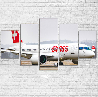 Swiss Airlines Bombardier CS100 Printed Multiple Canvas Poster