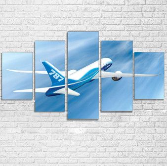 Beautiful Painting of Boeing 787 Dreamliner Printed Multiple Canvas Poster