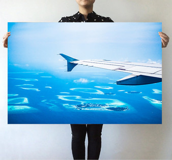 Outstanding View Through Airplane Wing Printed Posters