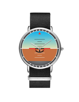 Airplane Instrument Series (Gyro Horizon) Leather Strap Watches