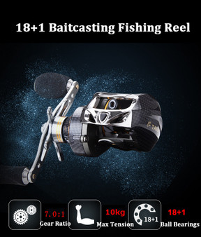 ZANLURE TAI-A113 7.0:1 18+1BB Carbon Fiber Baitcasting Fishing Reel 10KG Drag Left / Right Hand Fishing Wheel