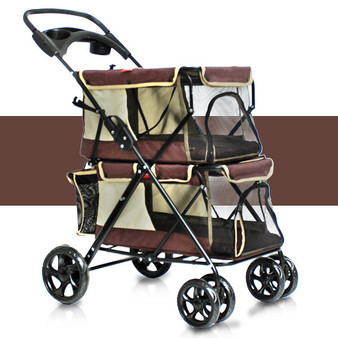 Pet Stroller 4 Wheel Folding Cat Dog Breathable Carrier Travel Camping Portable Pet Cart