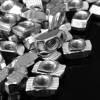 Drillpro 100pcs M5 Hammer Nut Nickel Plated Carbon Steel Aluminum Connector T Fastener Sliding Nut