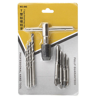 Drillpro T Handle Screw Tap Wrench with M3-M6 Taps and Drills