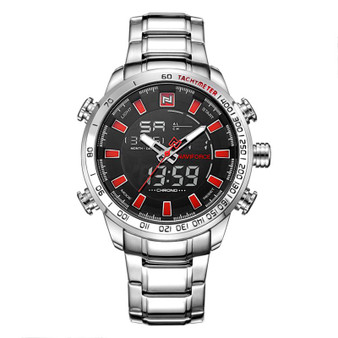 NAVIFORCE NF9093 Fashion Men Dual Display Watch Multifunction Stainless Steel Quartz Watch