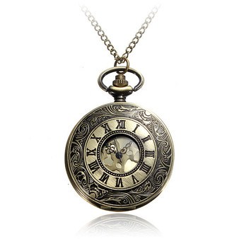 DEFFRUN Retro Steampunk Style Roman Numerals Pocket Watch