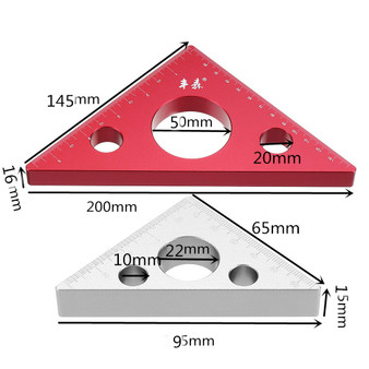 Drillpro 90 Degrees Aluminum Alloy Height Ruler Metric Inch Woodworking Triangular Ruler