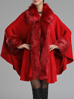 Women Winter Faux Fur Shawl Cloak