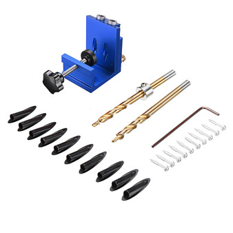 Drillpro Pocket Hole Drill Guide Dowel Jig Oblique Hole Locator Drilling Kit Aluminium Woodworker DIY Tools with 9mm Drill Bit