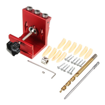 Drillpro Aluninum Alloy 3 Pocket Hole Syestem Pocket Hole Jig Drill Locator Guide with Drill Screwdriver Set and Pocket Hole Screw Plug Woodworking Tool