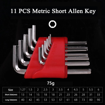 11Pcs 2mm Hex Key Allen Wrench Set Allen Key Set Sae Metric 12mm Short Arm Tool Set