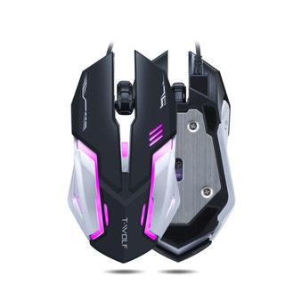 T-Wolf V5 Wired Gaming Mouse 4 Gears 2400DPI Switch RGB Lighting Effect Mouse Gaming Office Mouse For PC Laptop