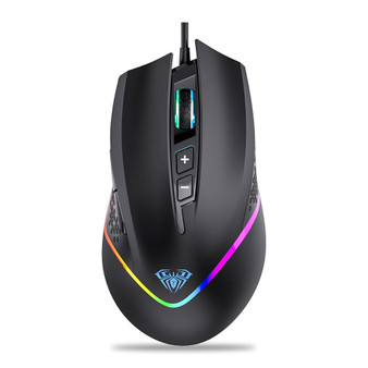 AULA F805 RGB Wired Gaming Mouse 6400 DPI with 7 Programmable Buttons Ergonomic Comfortable Optical Gaming Mice for USB Laptop Desktop Computer