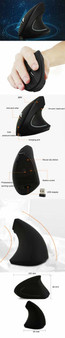 Wowpen CM0090 1600DPI 2.4GHz Wireless Rechargeable Optical Mouse Vertical Ergonomic Design for PC Laptap