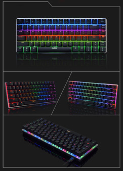 AJazz AK33 82 Keys Mechanical Gaming Keyboard RGB Backlit Detachable USB Wired Gaming Keyboard