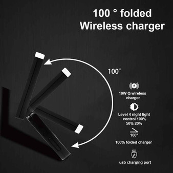 Bakeey 10W Digital Night LED Rectangle Folding Alarm Clock USB Wireless Charger for Samsung Huawei