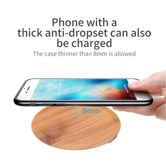 Bakeey 20W Qi Wood Grain Wireless Charger Pad Quick Fast Charger Base Plate for Samsung Huawei