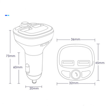 [with Display] QC3.0 PD Fast Charging Dual USB bluetooth V5.0 Noise Reduction Wireless Car FM Transmitter Player Support U Disk / TF Card Plug and Play