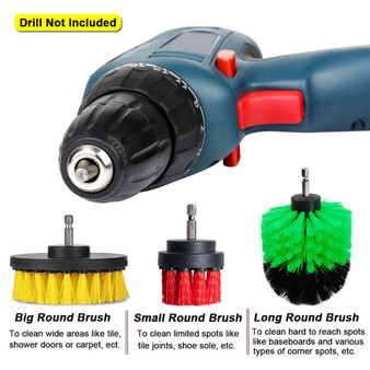 3Pcs 2/3.5/5 Inch Drill Cleaning Brush Kit Bristle Scrubber Bathtub Carpet Brush for Electric Drill