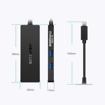 5-in-1 Type-C to 3-Port USB 3.0 SD TF Card Reader Data Hub