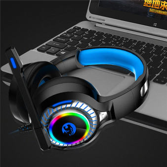 A60 Gaming Headphone RGB LED Light Stereo Bass Earphone Wired Headset With Mic for PC Computer PS4 (Colorful)