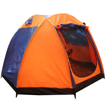 Outdoor 5-6 People Large Tent Waterproof Double Layer Family Canopy Sunshade Outdoor Camping (Orange)