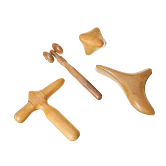 4Pcs Wooden Acupoint Massager Health Care Therapy Body Relax Roller Tool Set