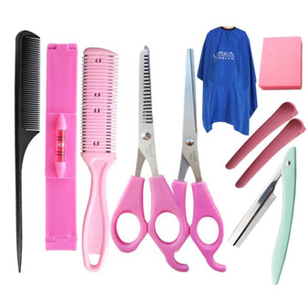 10Pcs Professional Haircut Tool Set Hairdressing Scissors Tooth Scissors Flat Shears Household Set (01)