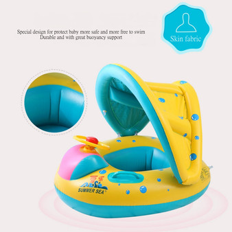 Adjustable Sunshade Baby Swim Inflatable Float Seat Boat Swimming Ring