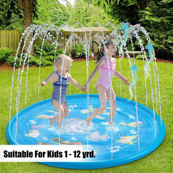 100CM Outdoor Inflatable Water Splash Play Pool Playing Sprinkler Mat Yard Family Funny Kids Toys