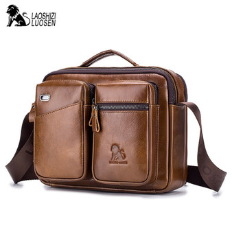 Men Genuine Leather Crossbody Bag Earphone Cowhide Bag