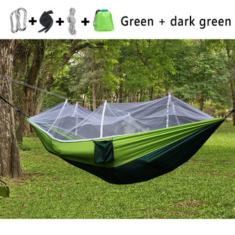 300kg Portable Double Camping Hammock Parachute Fabric With Mosquito Net