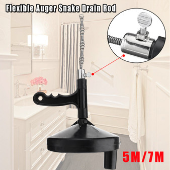 Sink Pipe Drain Cleaner Unblocker Auger Unblock Plunger With 5M 7M Snake Cable Pipe Cleaner