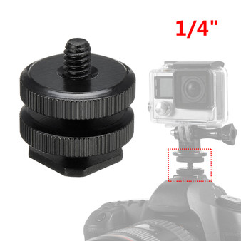 1/4 Inch Dual Thumb Screw Flash Cold Hot Shoe Camera Adapter Mount for GoPro DSLR