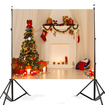 5x7ft Vinyl Christmas Tree Fireplace Background Photography Studio Backdrop Prop