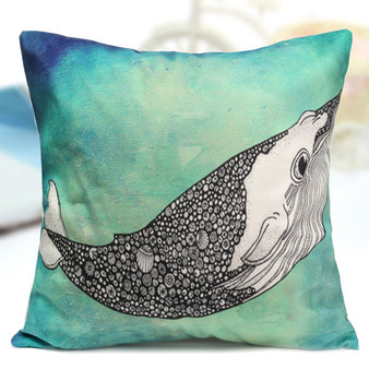 Owl Bird Fish Cotton Velvet Throw Pillow Case Back Waist Cushion Cover Home Sofa Decor