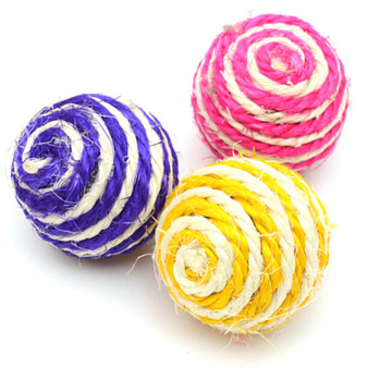 Pets Cats Dogs Toy Sisal Ball Kitten Teaser Playing Chew Scratch Pet Toys Diameter 5cm Color Random