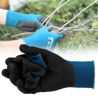 Garden Housework Gloves Waterproof Durable Nylon with Nitrile Sandy Coated Protection Safty Glove