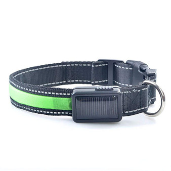 Yani Solar Power USB Charging Electronic LED Flashing Light Safe Nylon Dog Pet Collar for Different Dogs