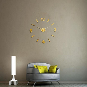 DIY 3D Wall Clock Modern Large Home Decor Sticker Frameless Black Mirror For Office Living Room Bedroom Kitchen Bar Large Number Clock