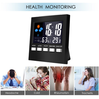 Loskii DC-001 Digital Temperature Humidity Alarm Clocks LCD Weather Station Display Clock