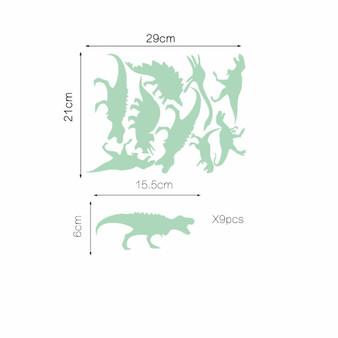 Honana DX-132 9PCS 15x6cm Fluorescent Glow Dinosaur Wall Sticker