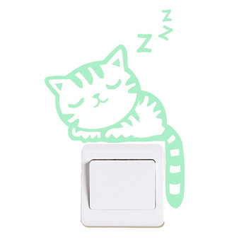 Sleeping Cat Creative Luminous Switch Sticker Removable Glow In The Dark Wall Decal Home Decor