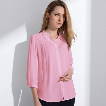 Women's Blouse Three Quarter Sleeve Doll Collar Clothing - 6 Colors