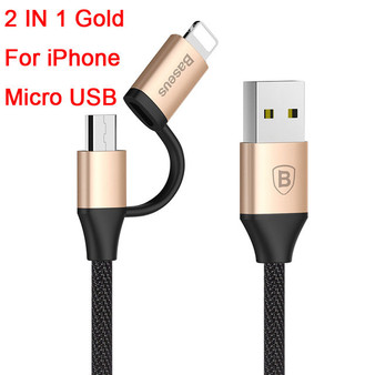 Micro USB 2 in 1 Cable For iPhone & Micro USB Type C & Micro USB Cable For iPhone 7 6 6s Android Phone