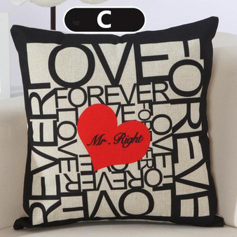 Cushion Covers - Black Red Love Pattern Cushion Cover Pillowcase 40137