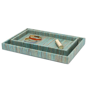 Bali Aqua Rectangular Tray Set