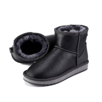 MBR FORCE New Fashion Classic Waterproof Sheepskin Leather Fur Lined Short Winter Snow Boots Women Casual Ankle Shoes Black Girl